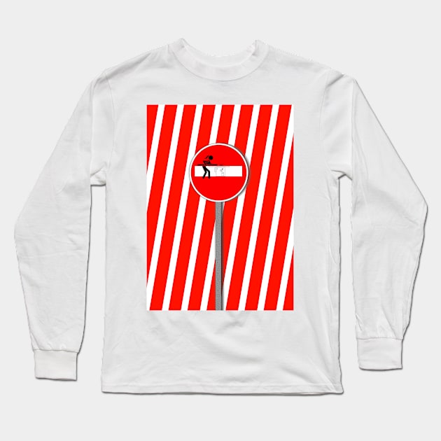 Lady Carpenter CARTOON NO ENTRY in red and white Long Sleeve T-Shirt by mister-john